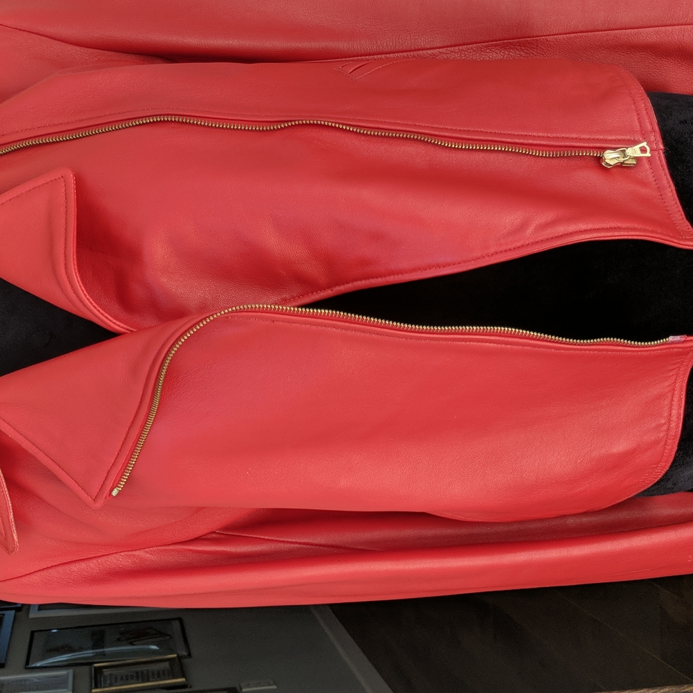 Women's Red Leather Jacket - Picture 2 of 7